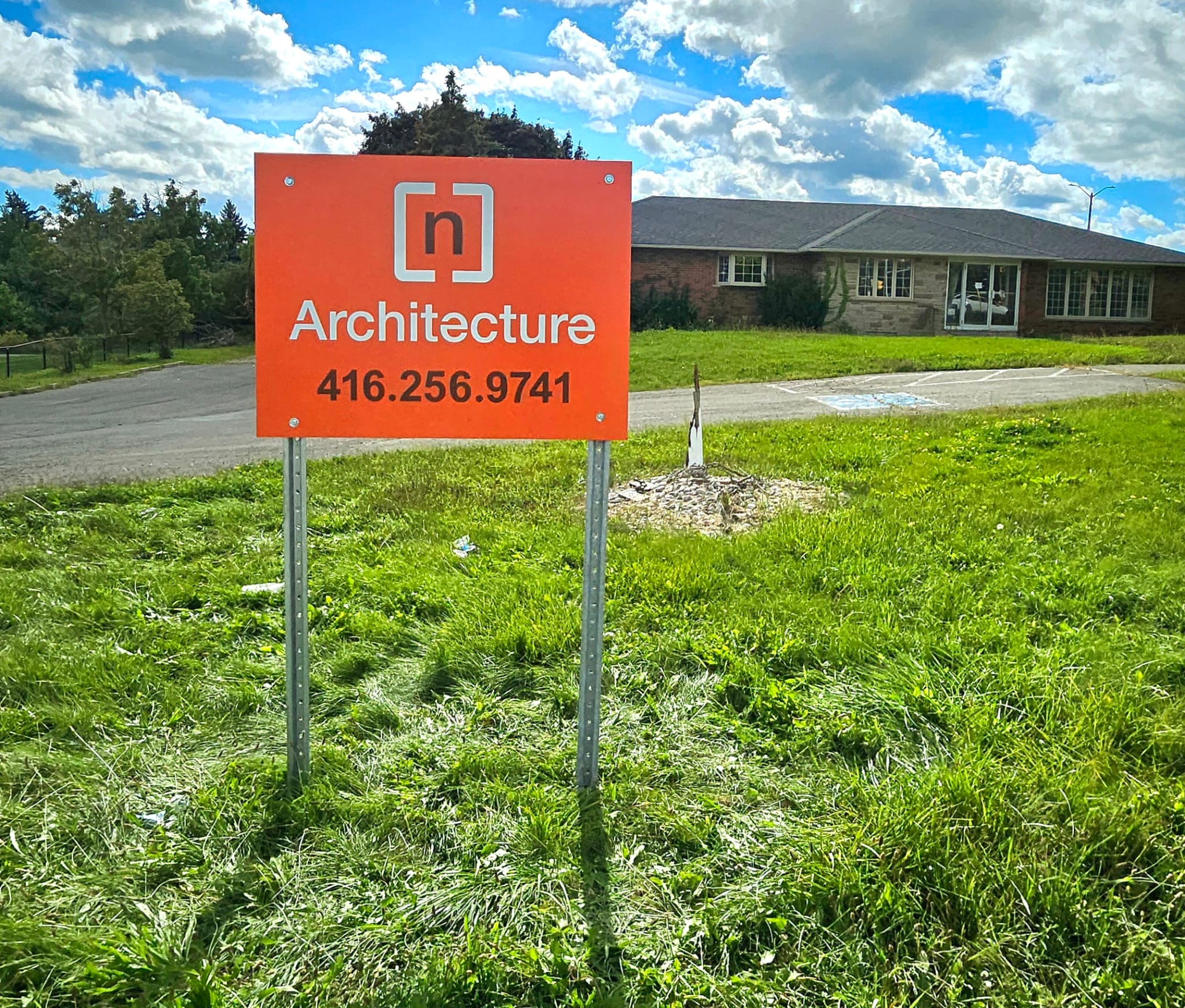 Post-mounted aluminum site sign