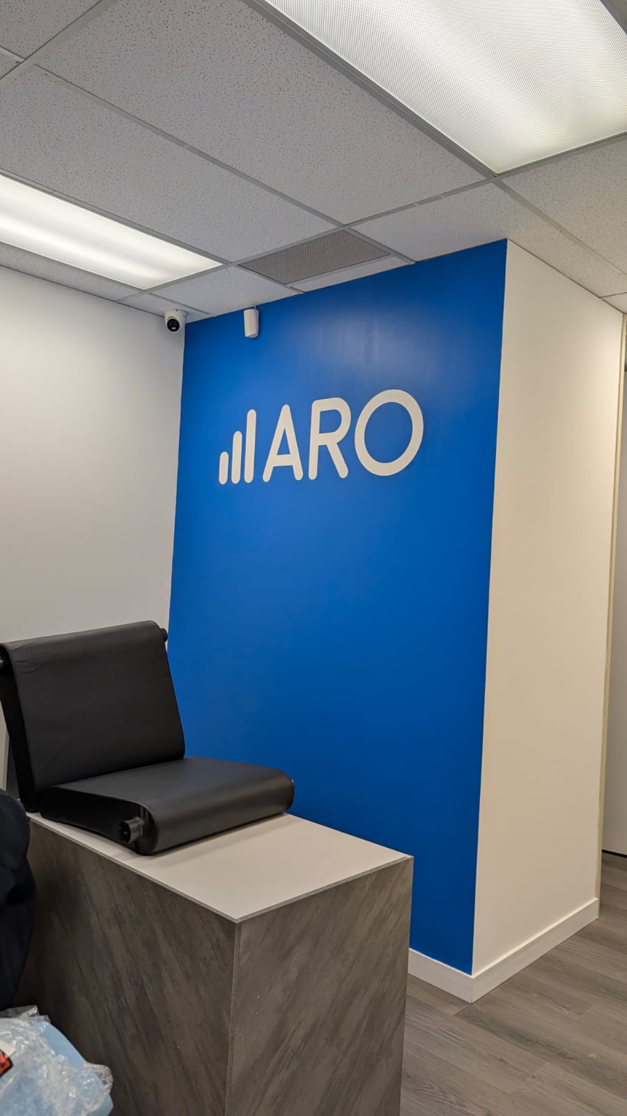 ARO reception wall lettering