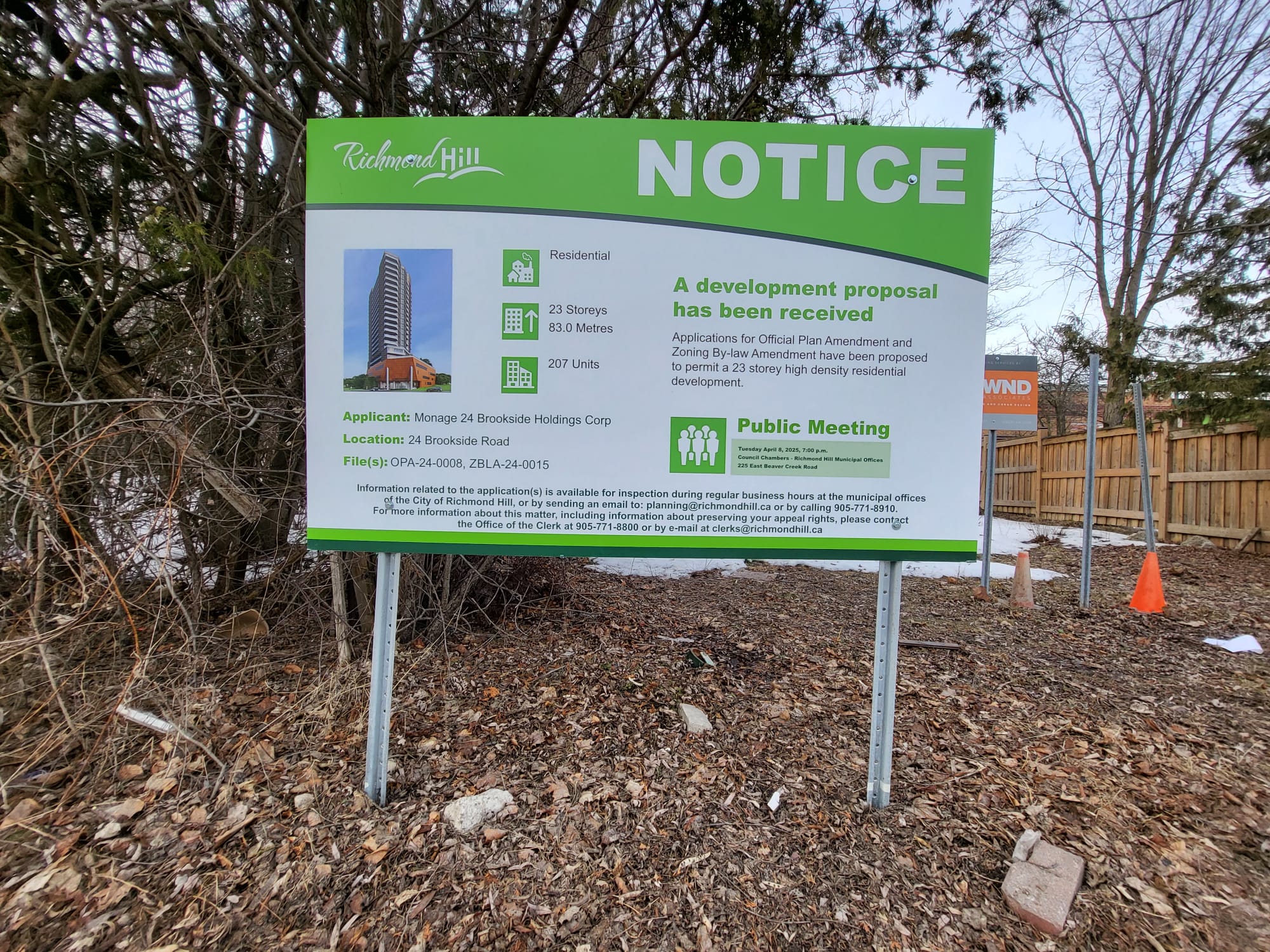 Richmond Hill development notice sign