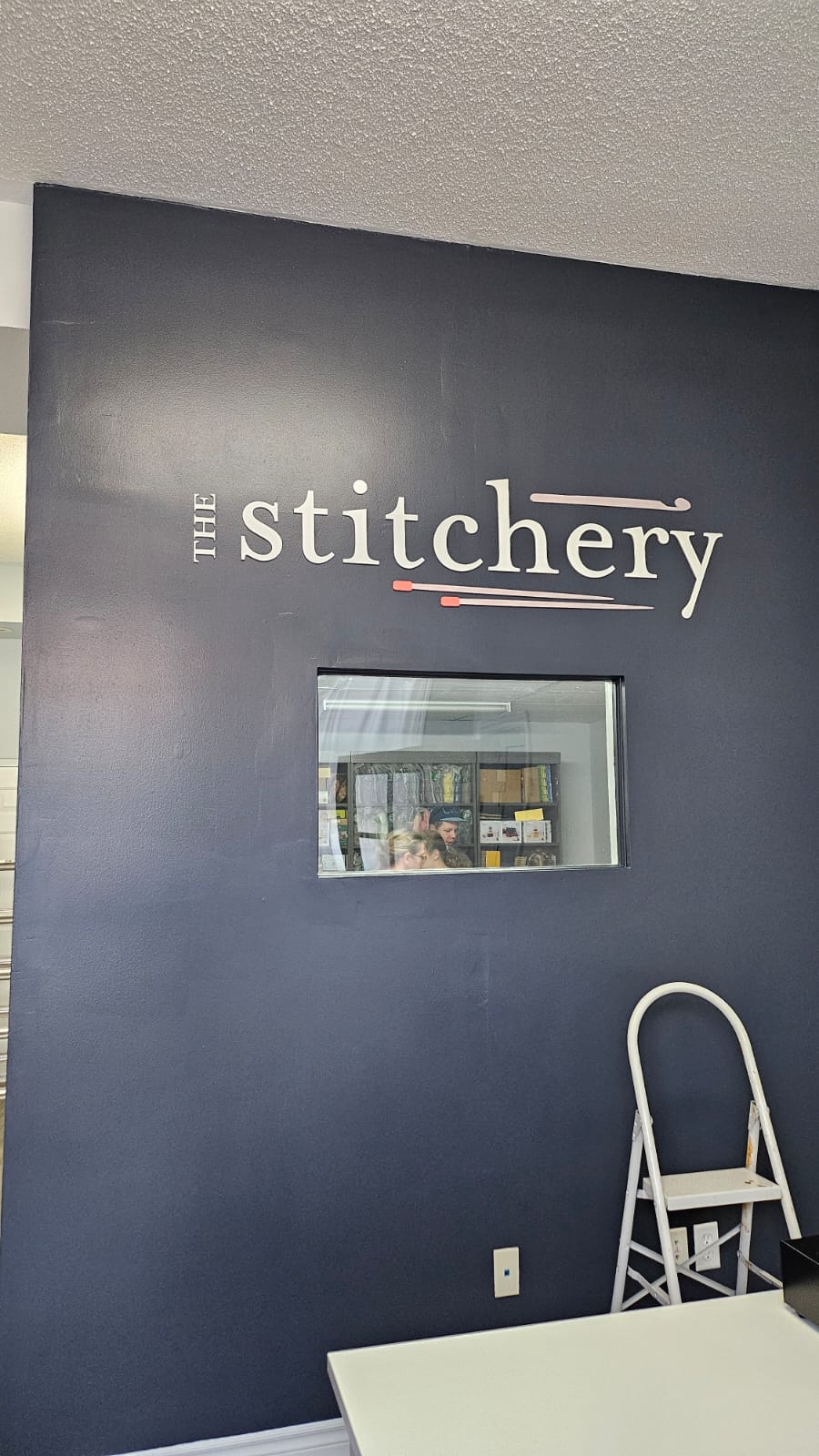 Dimensional letters inside The Stitchery